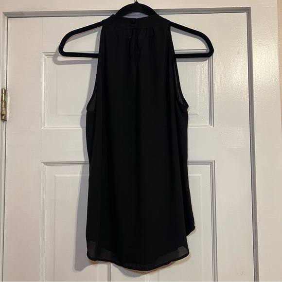 #104 NEW YORK & CO BLACK SLEEVELESS TIE FRONT TANK TOP MEDIUM - Picture 2 of 6
